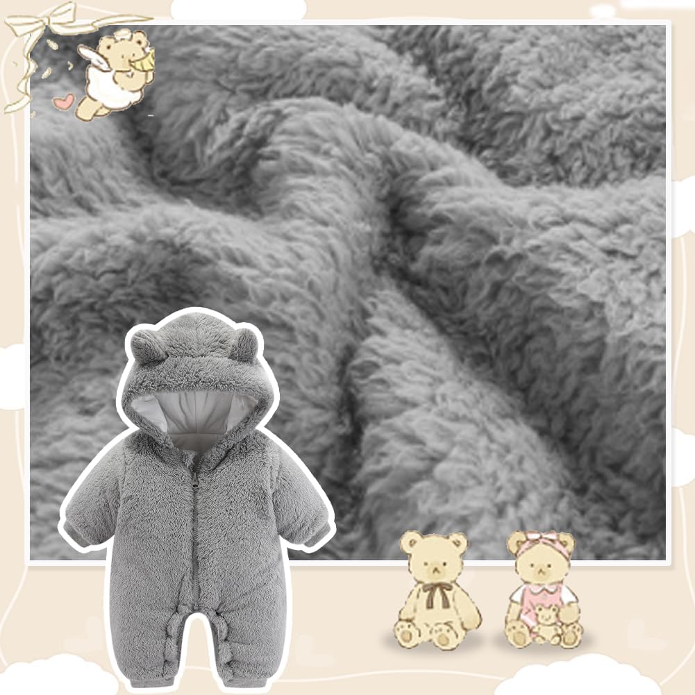 UVIPC Baby Newborn Bear Outfit Fleece Snowsuit Winter Clothes Hooded Jumpsuit Romper for Baby boy girl