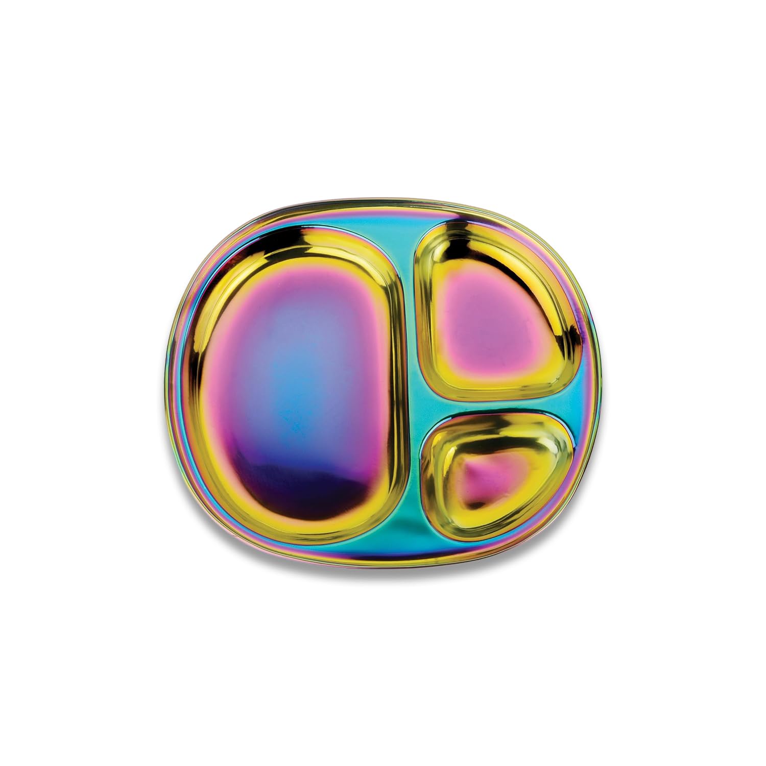 Ahimsa Stainless Steel Kids Plates - Divided Toddler Plates, Pediatrician Designed, Non Toxic Toddler Plate, BPA Free & Dishwasher Safe (Rainbow Single)