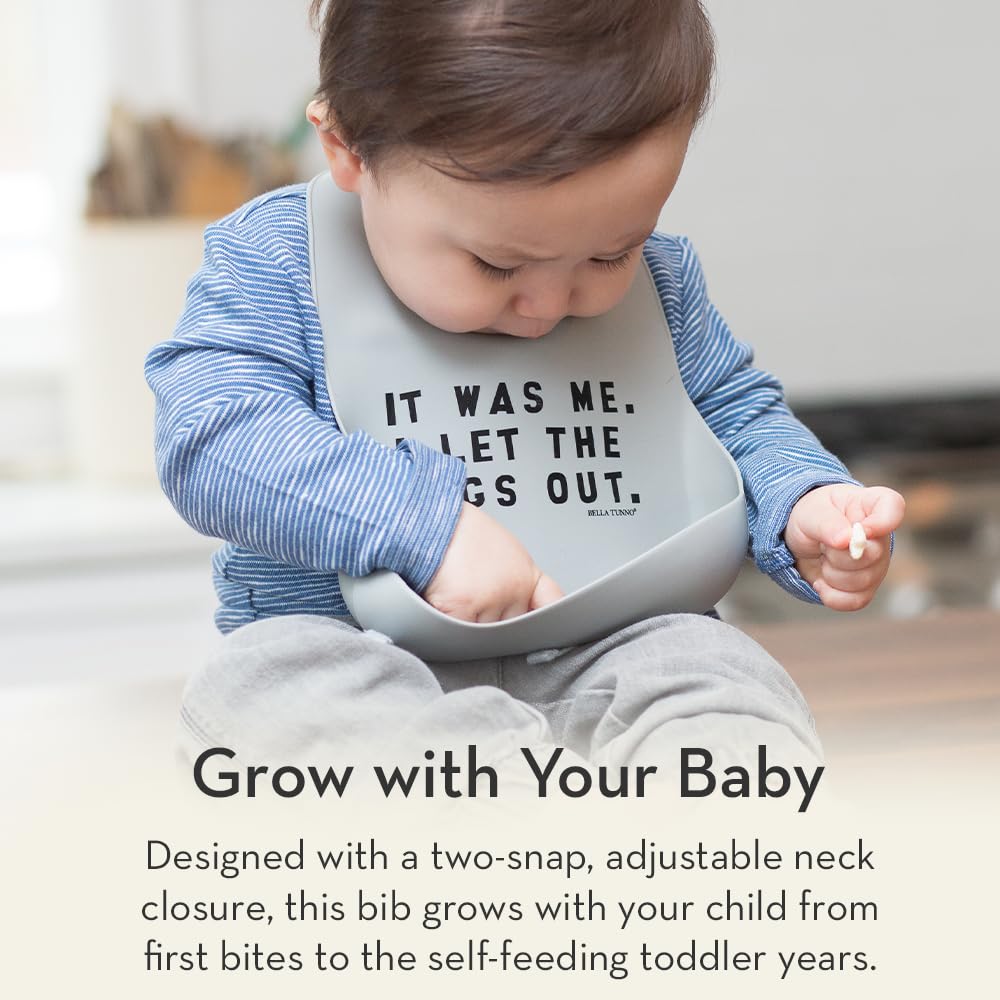 Baby Bib for Eating by Bella Tunno, Waterproof Silicone Bib with Large Food Catcher, Adjustable Fit for Babies 4-12 months & Toddlers 1-3 Years, Boys & Girls, Little Sis