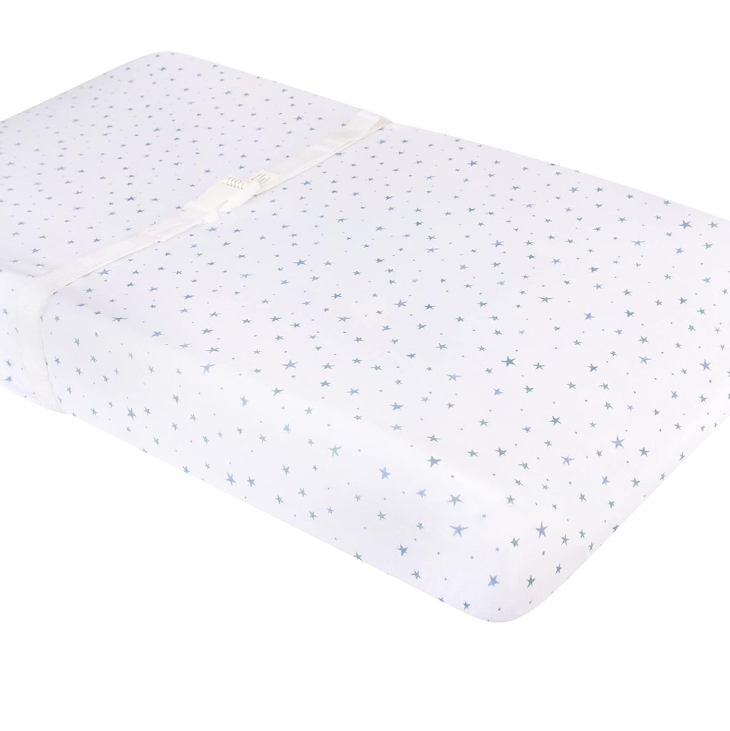 Changing Pad Cover 2 Pack - Baby Cradle Sheet with 100% Jersey Cotton - Changing Pad Covers for Boys, Newborn Essentials (Blue Stars & Stripes)