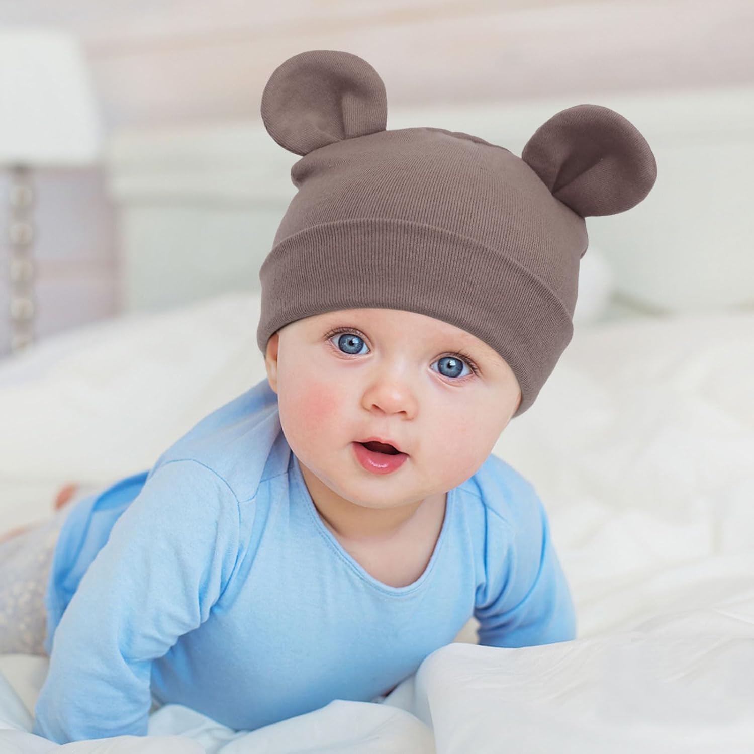 DRESHOW BQUBO 4 Pieces Baby Beanie Newborn Toddler Soft Cute Knit Hat Hospital Hats for Baby Boys Infant Cap Beanies