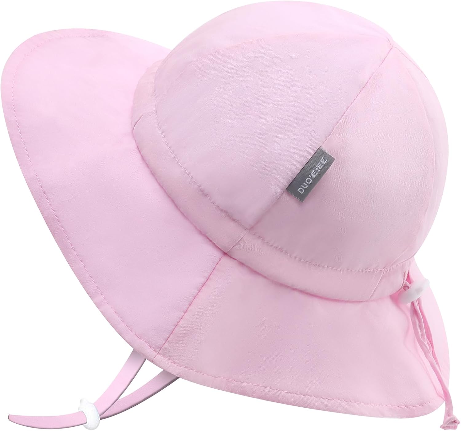 UPF 50+ Baby Bucket Hat - Wide Brim Sun Protection Beach Cap for Girls - Cute & Adjustable Toddler Hat
