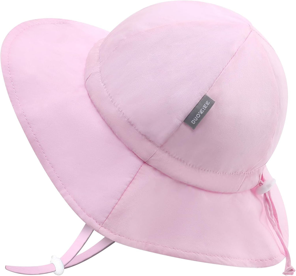 UPF 50+ Baby Bucket Hat - Wide Brim Sun Protection Beach Cap for Girls - Cute & Adjustable Toddler Hat