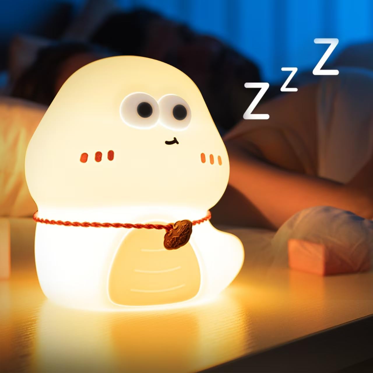 Cute Night Light, Squishy Silicone Snake Nursery Night Lamp for Kids,Kawaii Bedside Nightlight with 7 Colors 3 Levels Dimmable Tap Control Rechargeable Nightlights as Gifts and Room Decor