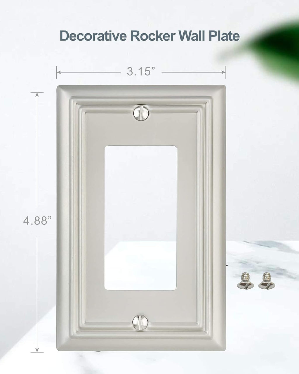 4-Pack Decorator Wall Plate, for Dimmer Switch, GFCI Outlet and Receptacal, Satin Nickel Outlet Cover, Midsize, A031 Series