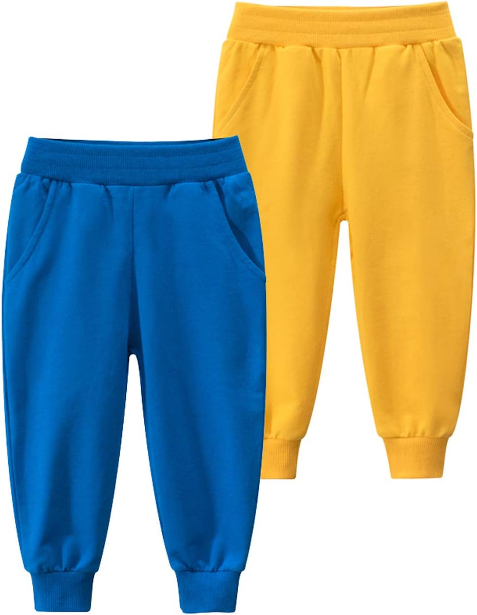 HUAER& Baby Boy's Jogger Pants Dinosaur Car Drawstring Elastic Sweatpants