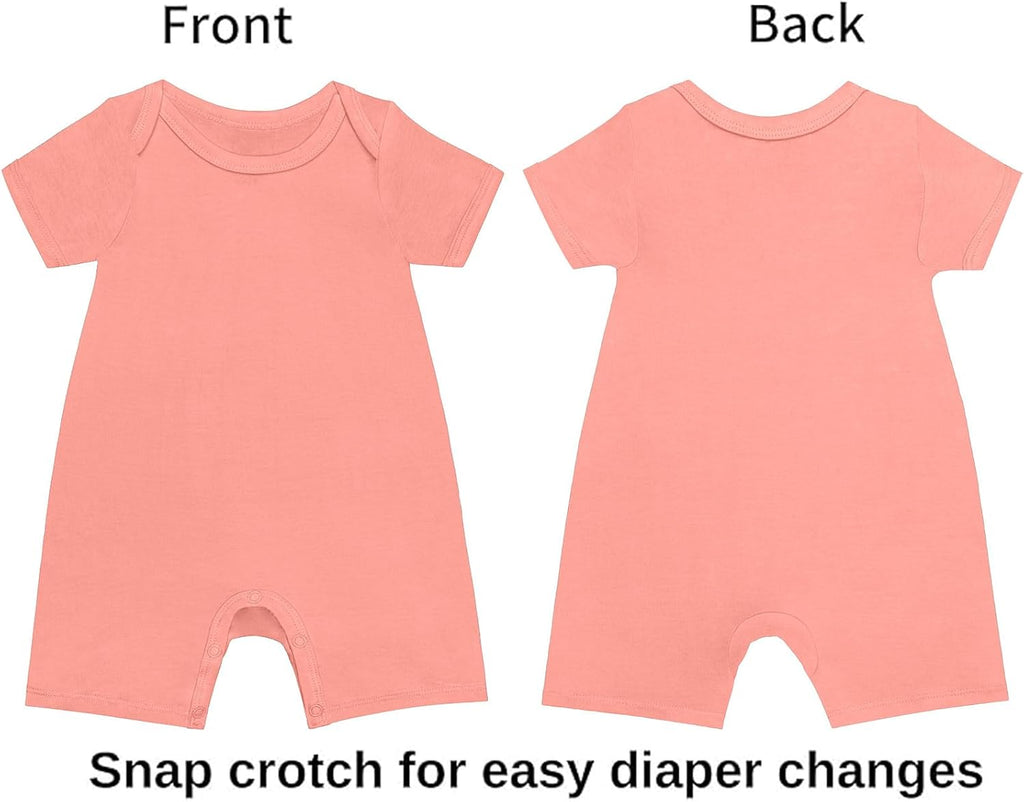 GUISBY Rayon Baby Pajamas, Short Sleeve Footless Rompers, Snap Closure Sleeper for Boy Girls