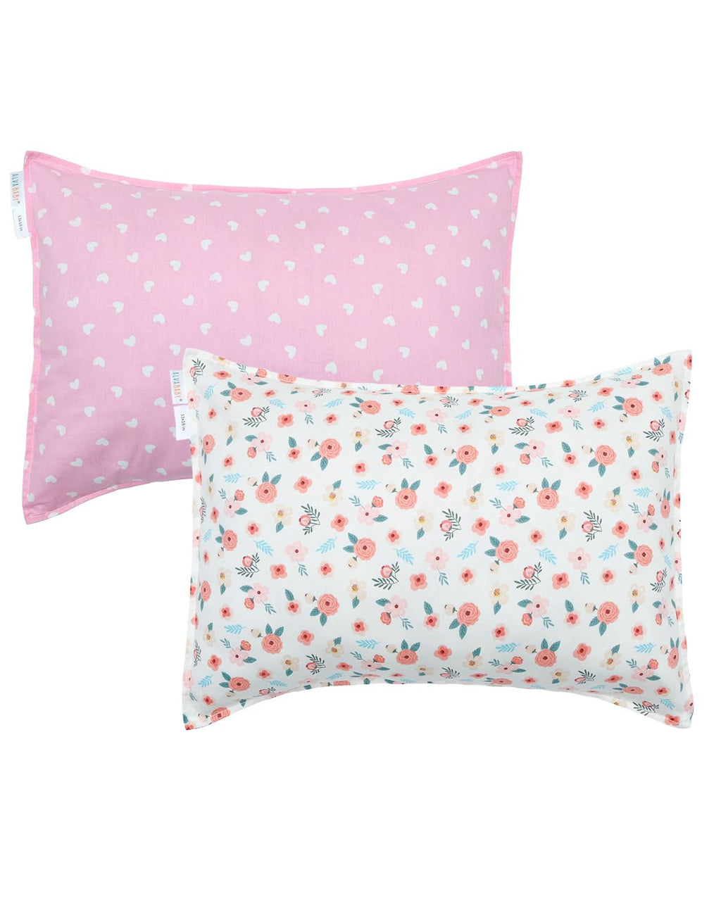 ALVABABY Toddler Pillowcases 2 Pack Organic Cotton Kids Pillow Cover Fit 13"x 18" or 12"x24" Envelope for Girl Boy Sleepy Travel