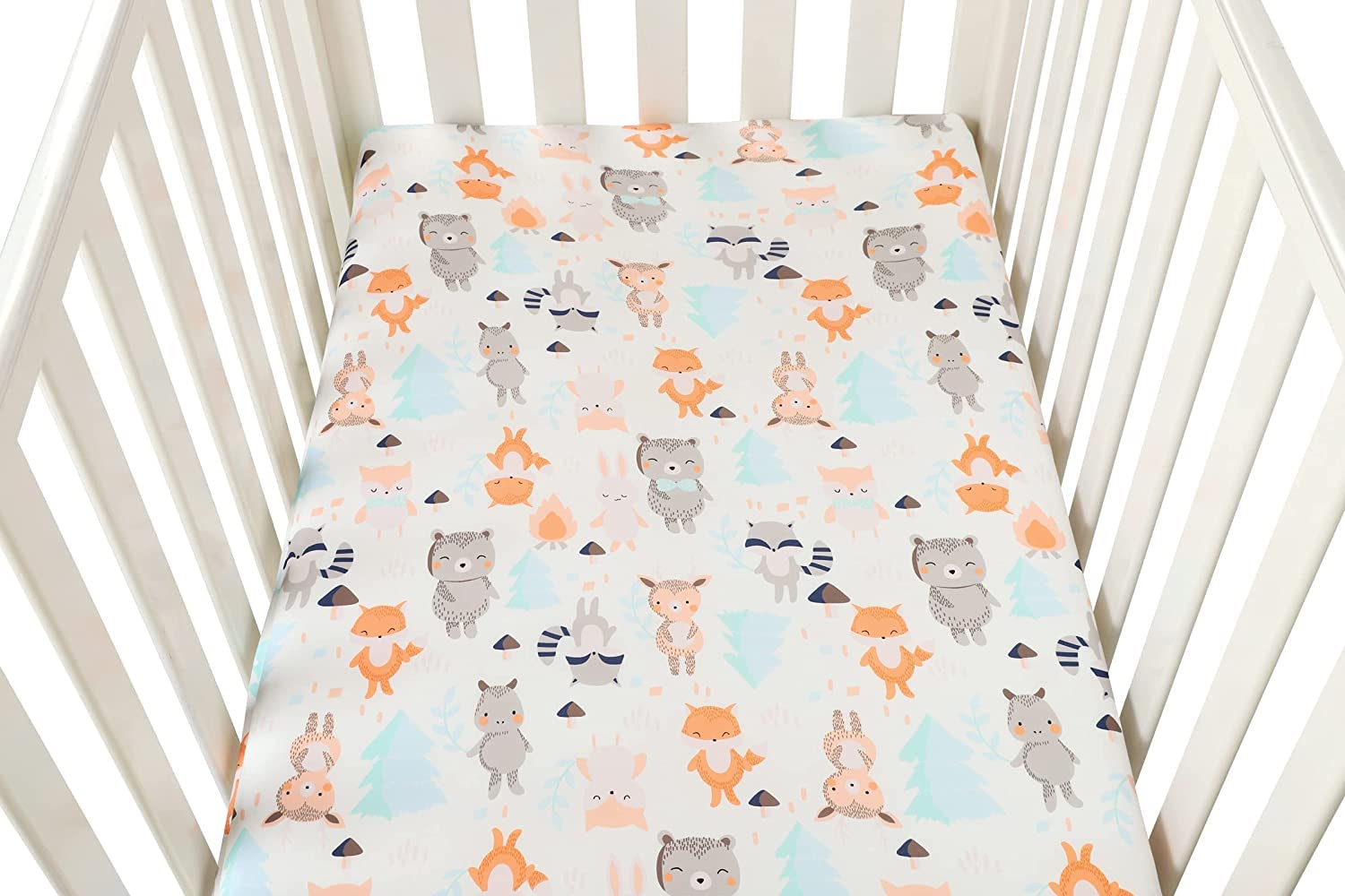 Pack n Play Sheet Stretchy Fitted Portable Mini Crib Sheets Set 3 Pack,Playard Sheets Convertible Playard Mattress Cover,Ultra Soft Jersey Material,Elephant Tiger,Fox & Grey