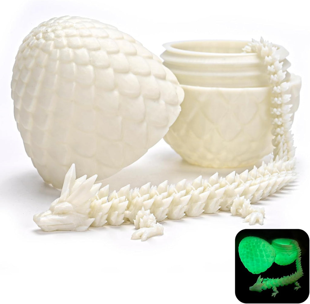 12inch Dragon Egg, Year of The Dragon, 3D Printed Dragon, Executive Desk Toys, Articulated Dragon, Fidget Toys Gifts for Graduates Students Teachers Adults (Noctilucent)