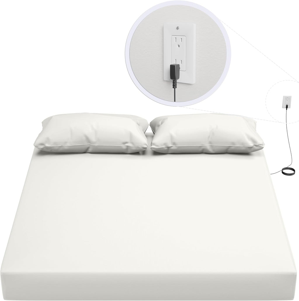 Hooga Grounding Sheet, Organic Fitted Grounded Sheet for Improved Sleep, Pain Relief - Earth Connected Bedding 78”x80”x15” King Size, Pure Silver Fiber and Cotton, Grounding Cord Included. Off White