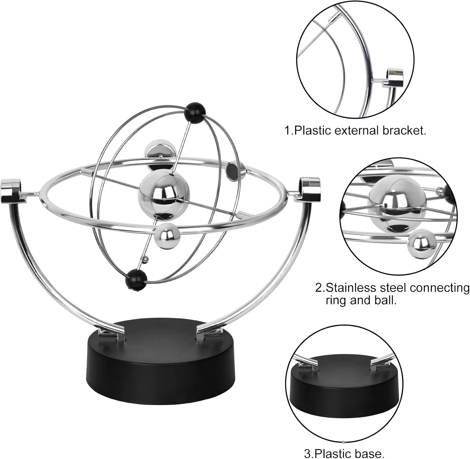 Perpetual Motion, USB Plug in Creative Art Asteroid, Electronic Rotating Swinging Celestial Body Model Desk Toys for Home Desktop Decoration Ornaments