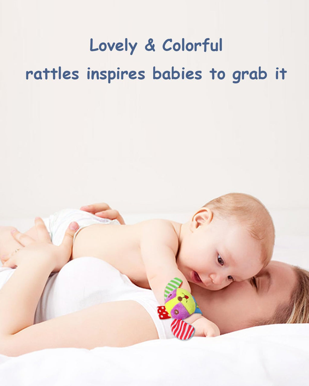 Soft Baby Rattle Toys Foot Finder Socks Wrists Rattles, Ankle Leg Hand Arm Bracelet Activity Rattle, Present Gift for Newborn Infant Babies Boy Girl Bebe 4pcs