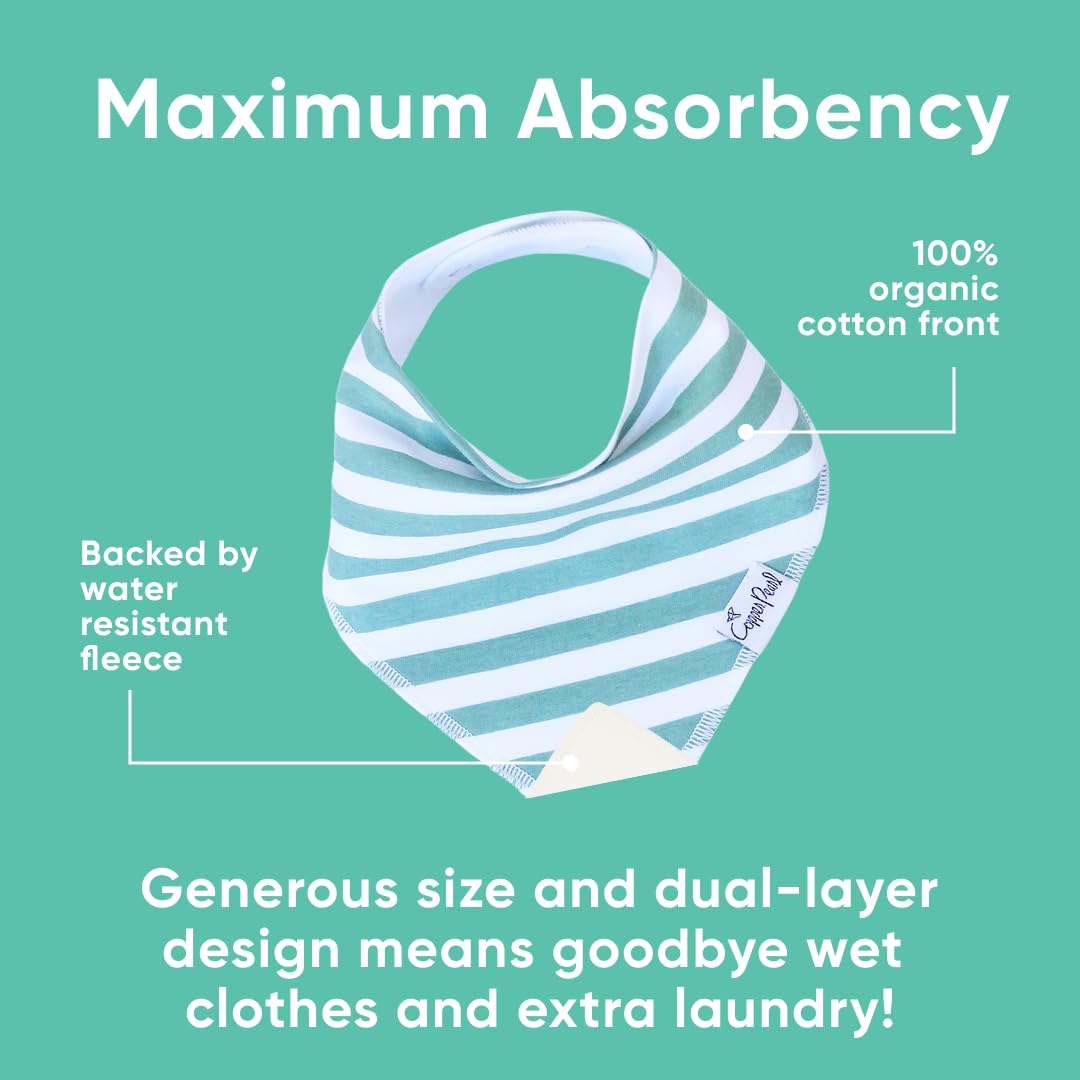 Copper Pearl 4 Pack Soft Cotton Baby Bibs for Drooling and Teething, Absorbent Drool Bibs for Baby Girl and Boy, Adjustable to Fit Newborns to Toddlers, Tons of Styles (Oxford)