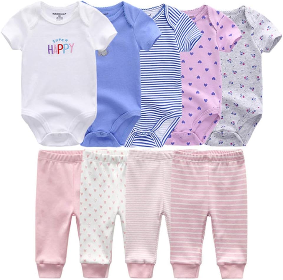 Baby Layette Set Baby Boys' 9-Piece Bodysuits Pants Set Toddler Girl Boy Unisex Baby Gift Sets