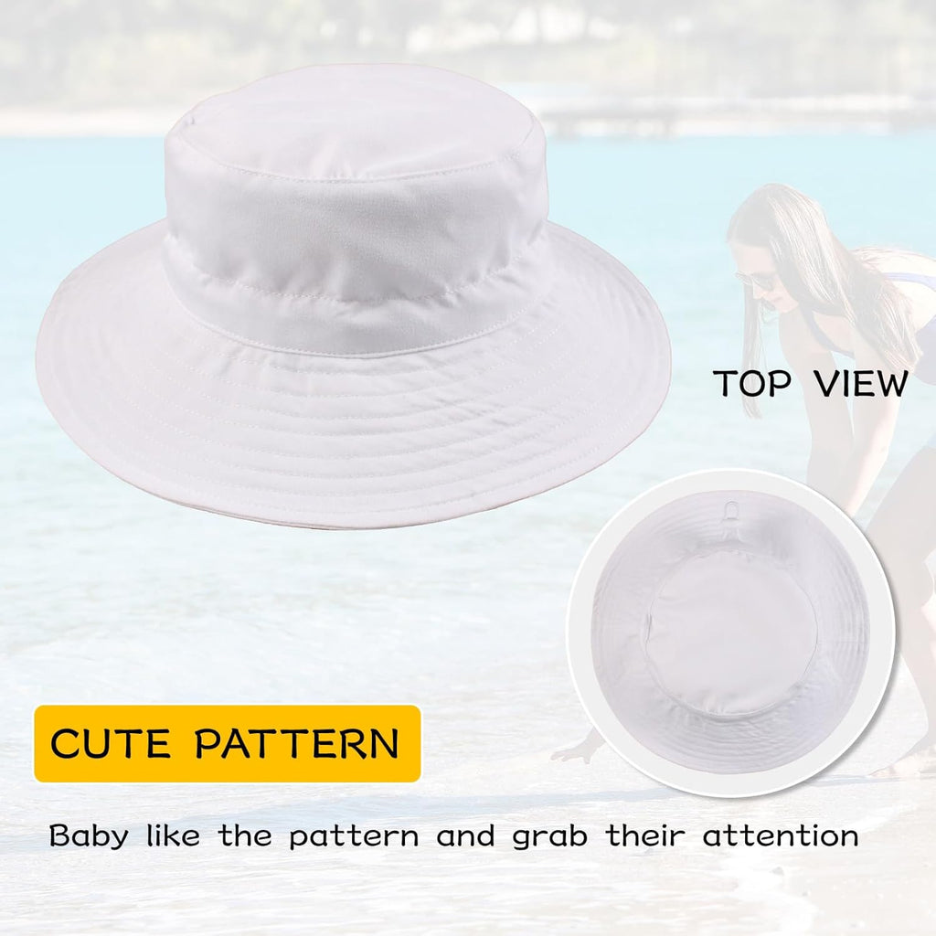 Peecabe Summer Baby Sun Hat for Boys Girls UPF 50+ Wide Brim Toddle Bucket Hat Adjustable Baby Beach Cap 0-8 Years