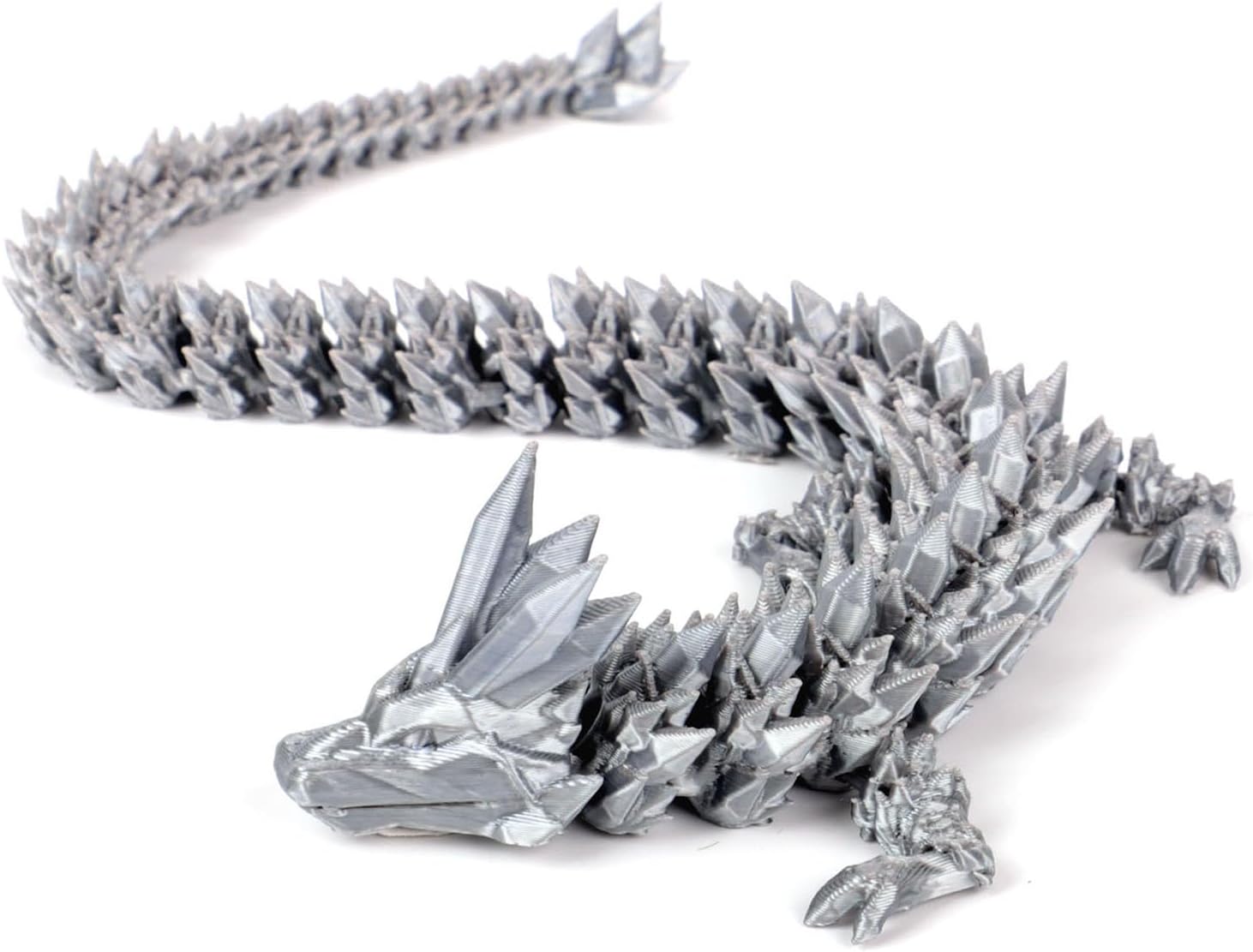 12inch Dragon Egg, Year of The Dragon, 3D Printed Dragon, Executive Desk Toys, Articulated Dragon, Fidget Toys Gifts for Graduates Students Teachers Adults (Silver)