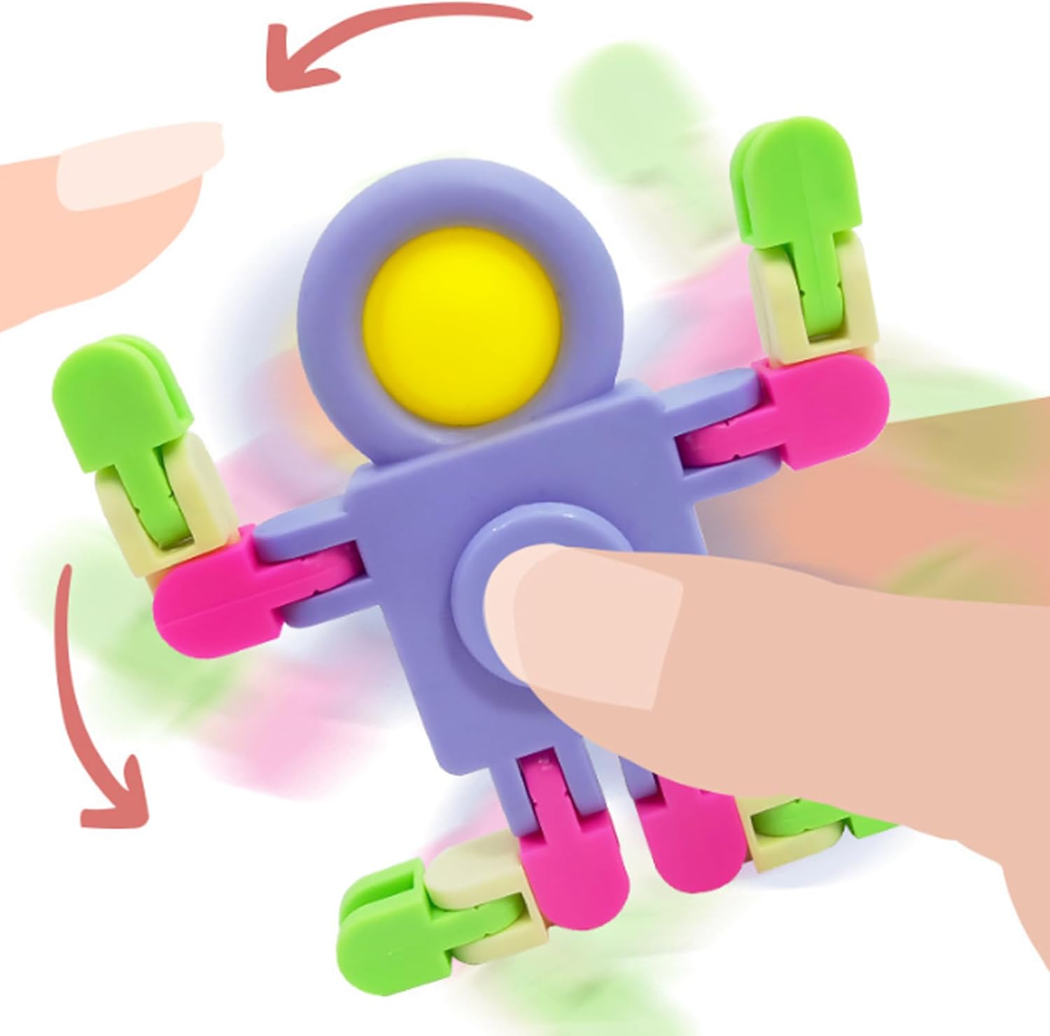 Fidget Spinners, Transformable Chain Robot Fingertip Toy, Gyro Fidget Sensory Toys, Stress Relief Fidget Toy for Kids Adult, Pinata Goodie Bag Stuffers Birthday School Gift (8 Pack)