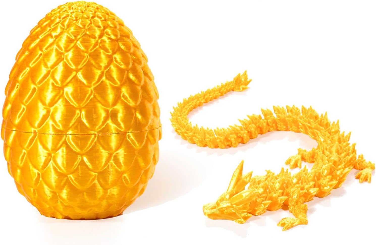 STONESTAR 3D Printed Dragon Fidget Toys, Full Articulated Dragon Crystal Dragon in Egg, Home Office Executive Desk Toys, 11" Dragon with 5" Egg (Silk Gold)