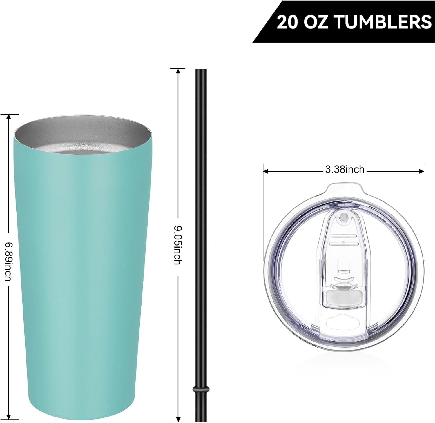 VEGOND 20oz Tumbler Bulk with Lid and Straw 12 Pack, Stainless Steel Vacuum Insulated Tumbler, Double Wall Coffee Cup Travel Mug, River Green