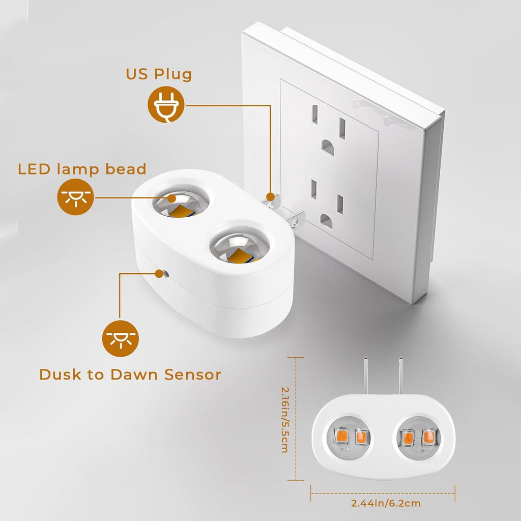 Night Light Plug into Wall, 4 Pack LED Night Lights,Rotatable Plug Night Lights,Dusk to Dawn Light Sensor,Nightlights for Hallway Bedroom Stairway,2700K(Non-Dimmable)