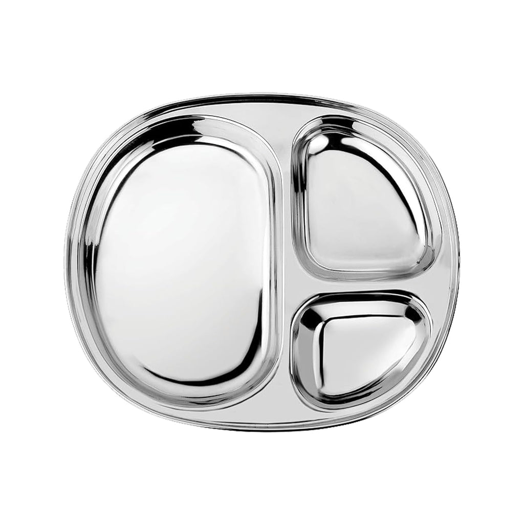 Ahimsa Stainless Steel Kids Plates - Divided Toddler Plates, Pediatrician Designed, Non Toxic Toddler Plate, Camping Plate, BPA Free & Dishwasher Safe (Single)