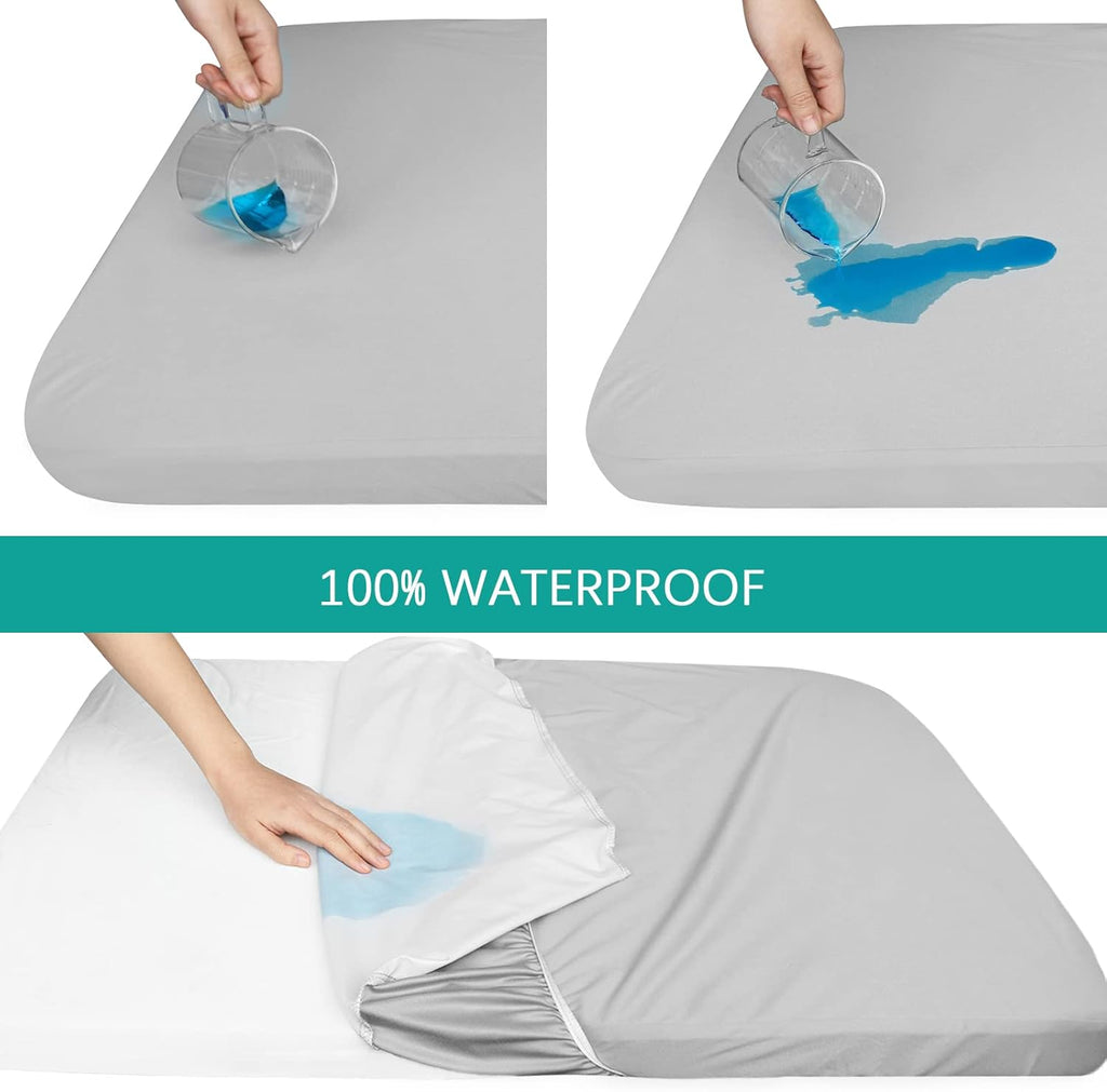 Waterproof Bassinet Sheets Fit for Halo, Dream on Me, Ingenuity, Fisher Price, Delta, Graco and Other Oval Bassinet Mattress, 2 Pack, Ultra Soft Microfiber Sheets, Grey & Pink