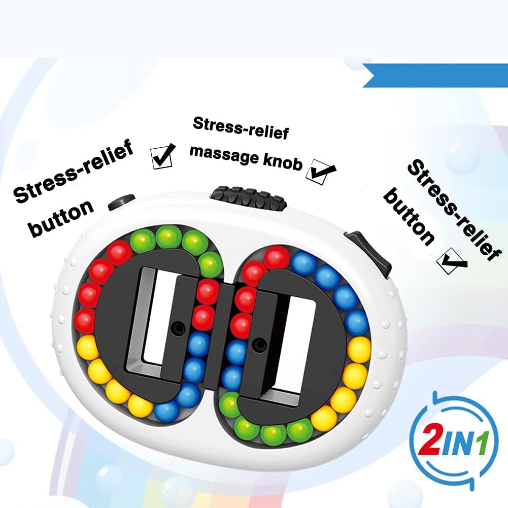 Rotating Magic Bean Cube Spinner Fidget Toys,Stress Relief Gifts Fidget Puzzles for Adults Kids,Anxiety Relief Learning & Education Toys,Double Flip Handheld Puzzle Cube Toys(White)