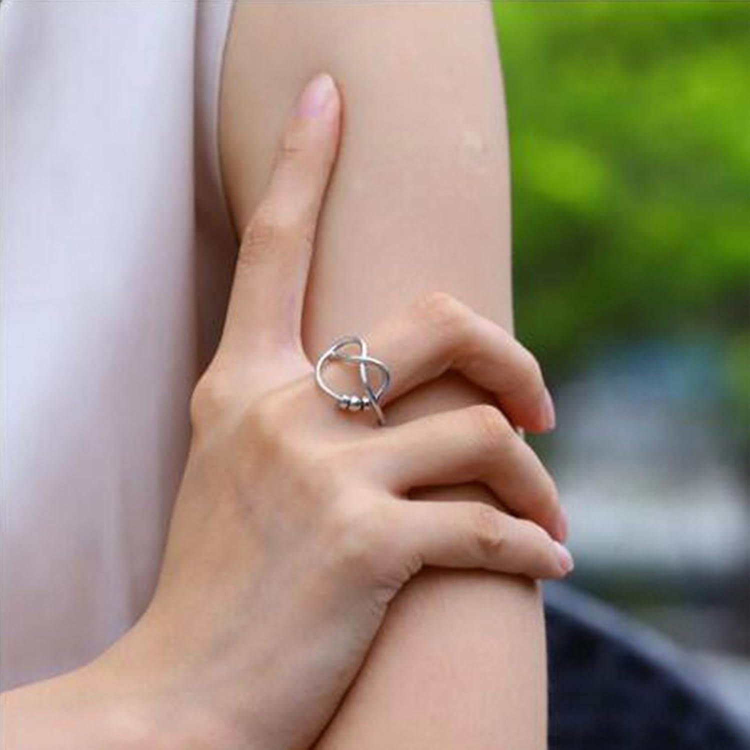 INFUSEU Funny Spinner Fidget Rings for Women Girls Anti Anxiety Stress Worry, Adjustable Size