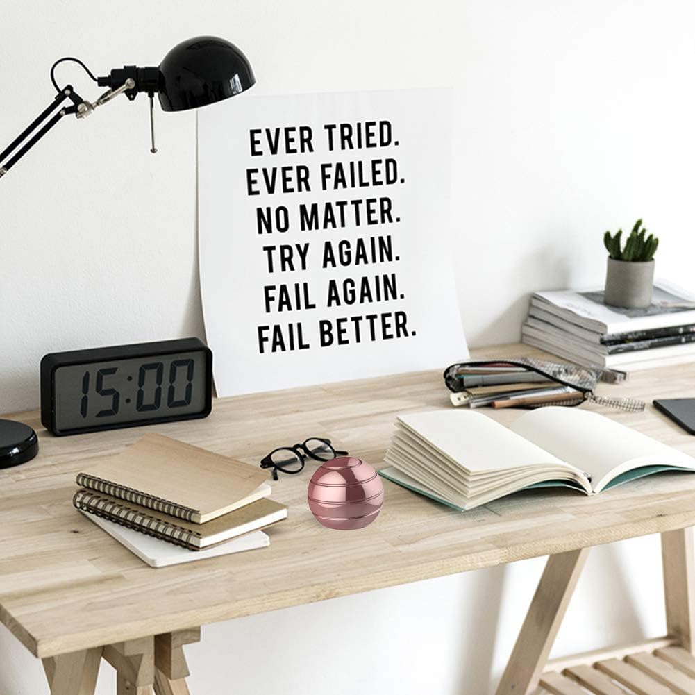 Kinetic Desk Ball, 1.54'' Office Desk Spinning Metal Toys for Adult ADHD Anti Anxiety, Kinetic Optical Illusion Toys for Office School (39MM, Rose Gold)