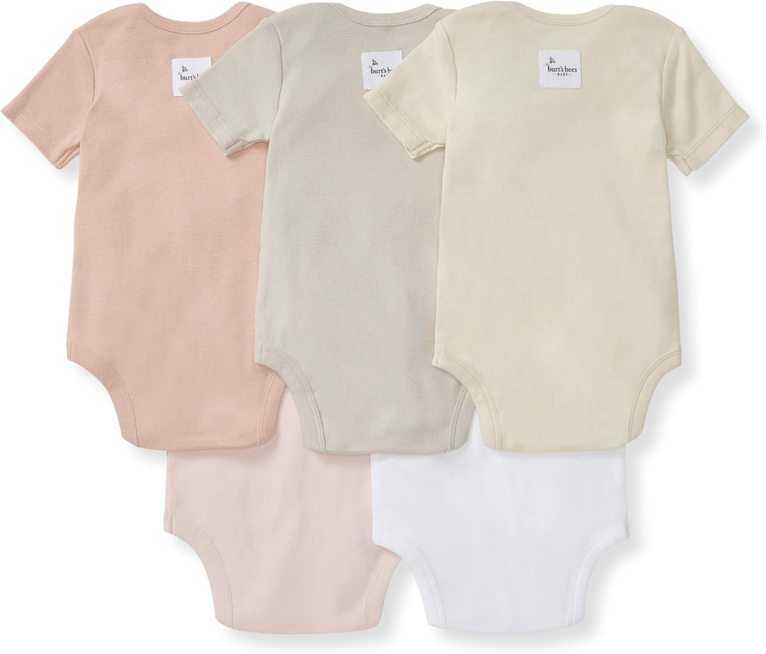Burt's Bees Baby Unisex Organic Cotton Short and Long Sleeve Bodysuits, 5-Pack