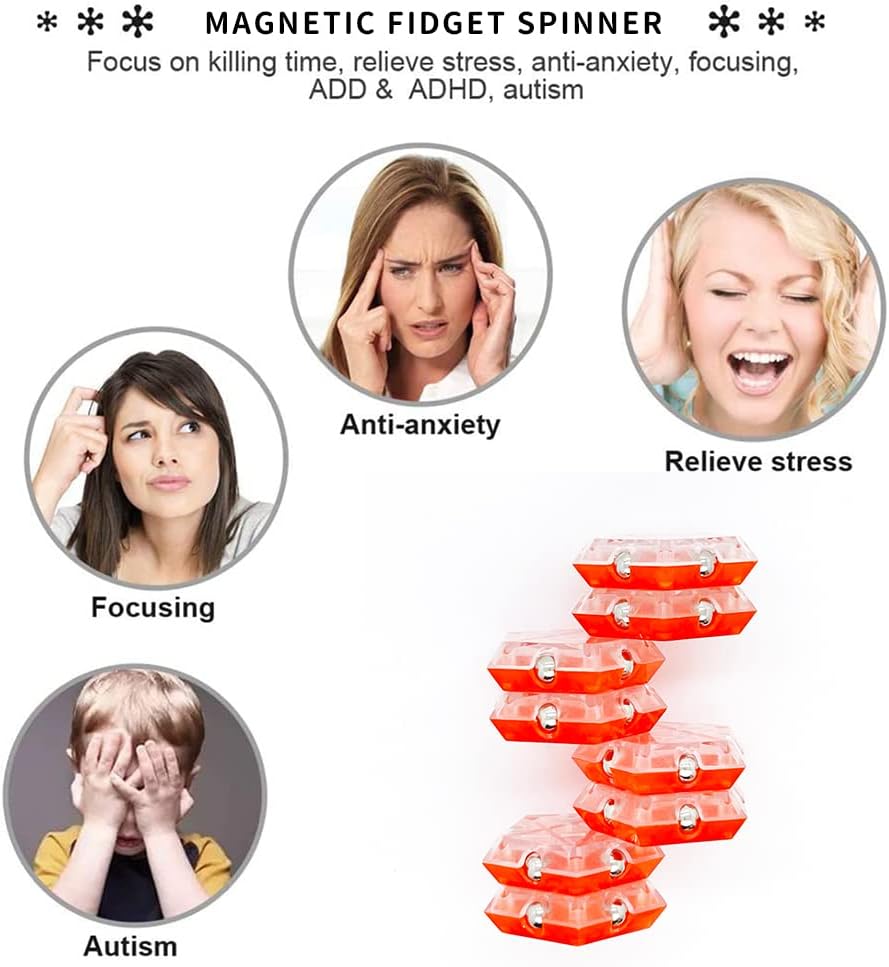 Magnetic Fidget Spinner Toys 14-Piece Set，Puzzle Balls Building Blocks，Stress Reduction and Anxiety Relief Hand Spinner for Adults Kids…