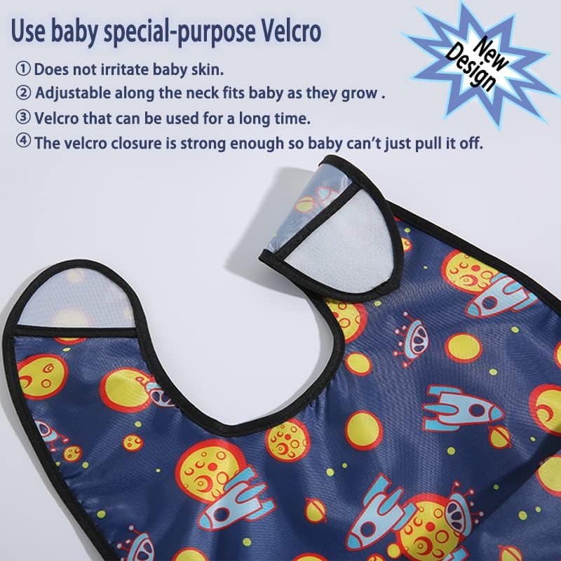 Baby bibs Waterproof Toddler bib - Feeding bib with Pocket for Infant Boy Girl Washable 6-36M