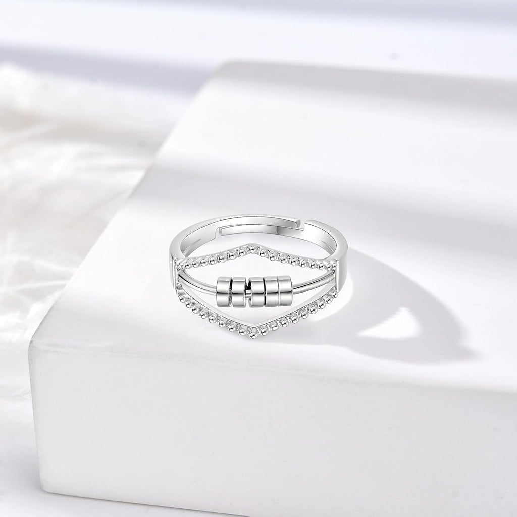 INFUSEU Funny Spinner Fidget Rings for Women Girls Anti Anxiety Stress Worry, Adjustable Size