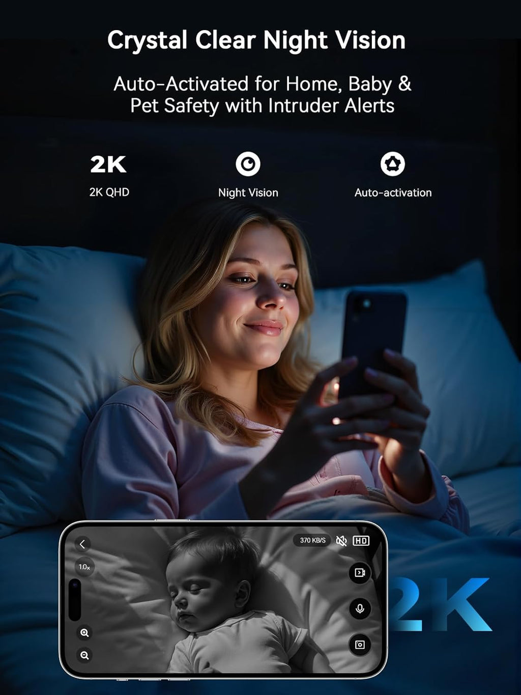 Outinput Indoor Security Camera 2K WiFi Cam丨Home Security, Baby Monitor, Pet Camera丨Smartphone Control, Instant Alert, Motion Detect, Night Vision, Cloud&Local Storage, Share to Family