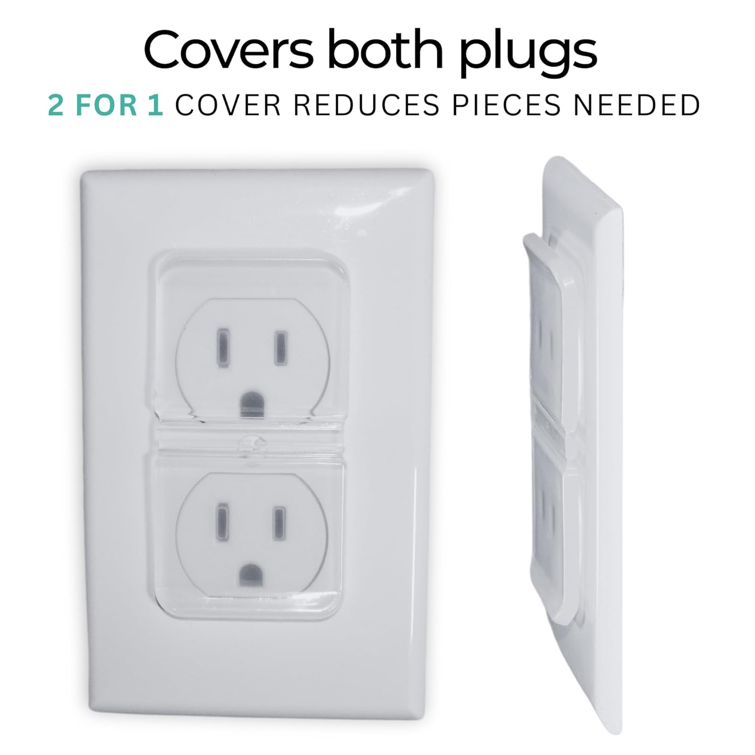 Clear Double Outlet Covers Baby Proofing (10 Pack, 20 Sockets) | Baby Proof Plug Covers for Electrical Outlets | Safe & Secure Baby Safety Products | Childproof Socket Covers Protect Toddlers & Babies