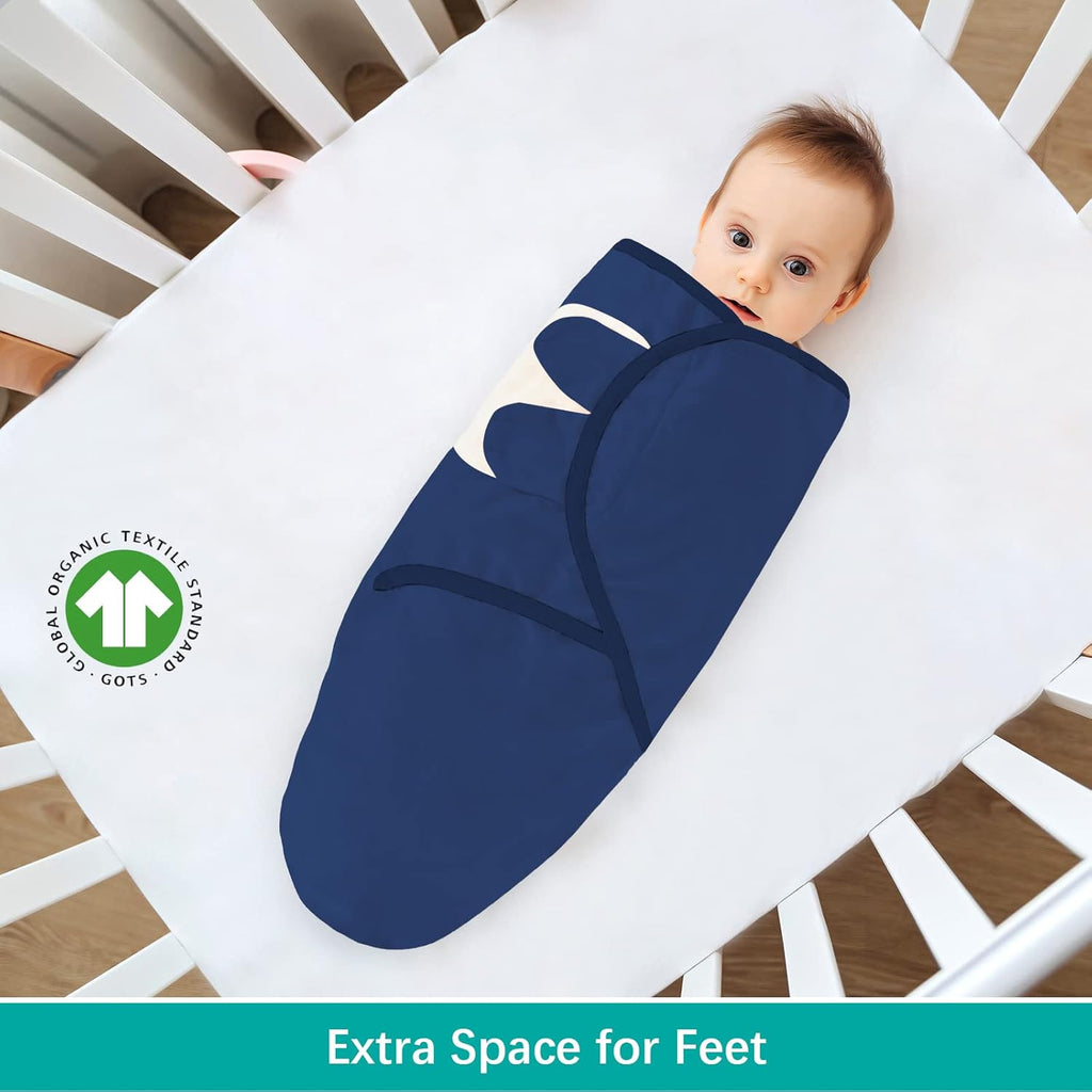 Biloban Baby Swaddles 0-3 Months for Boy & Girl, Cotton Swaddle Blanket, Newborn Essentials, Grey & Navy, 4 Pack