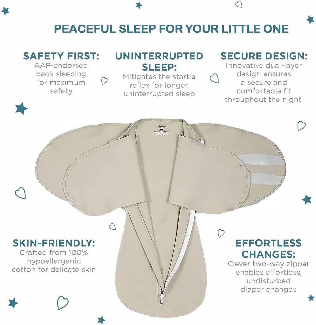 LullaBaby "Double Dream Swaddle: Exclusive Dual Wing Design, Pediatrician-Endorsed, Ultra-Soft Cotton, 2-4 Months, 12-20 lbs - Desert Sage