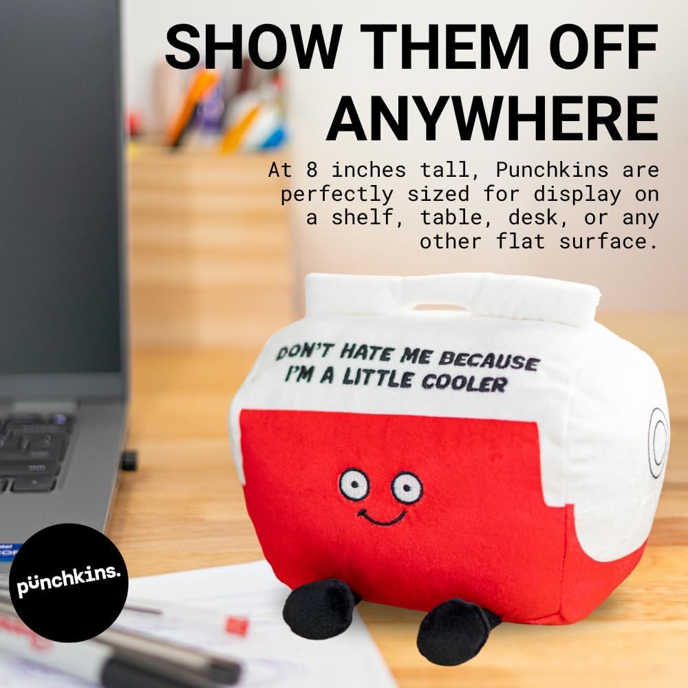 Desk Fan Plushie, Funny Meme Gag Gift, Comical Plush Collectible, Stocking Stuffer Present, Great for Emotional Support, Fun Desk Accessory, Weighted Base for Display