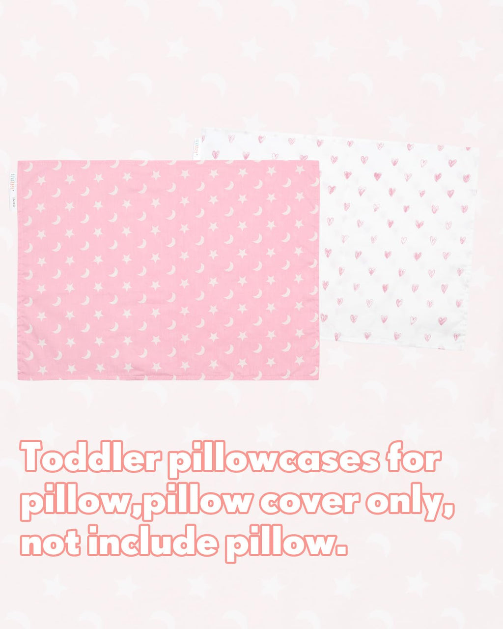 ALVABABY Toddler Pillowcases 2 Pack Organic Cotton Kids Pillow Cover Fit 13"x 18" or 12"x25" Envelope for Girl Boy Sleepy Travel