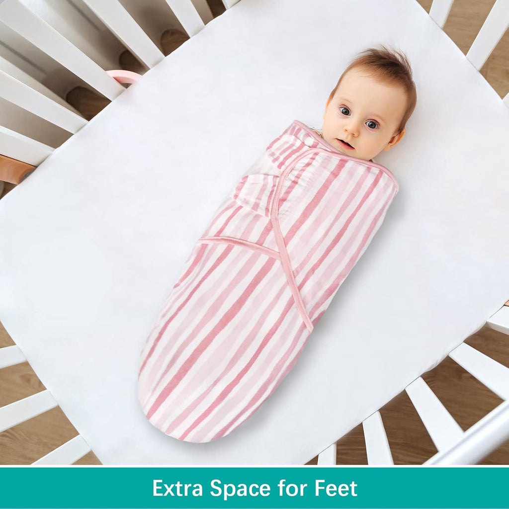 Biloban Baby Swaddles 0-3 Months for Girls - Cotton Swaddle Blanket, Newborn Essentials, Lovely Pink Print, 2 Pack