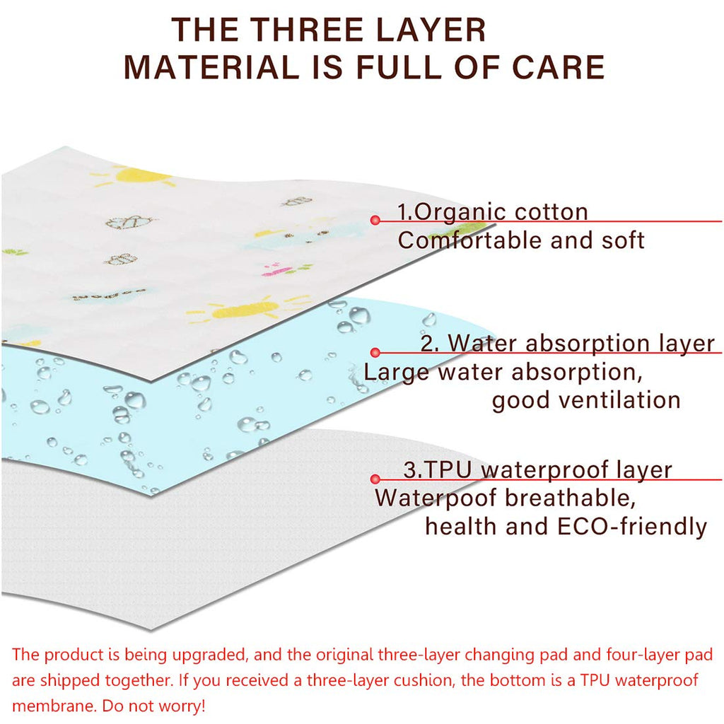 MBJERRY Waterproof Changing Pads Portable - Breathable Leak Proof Mattress Pad Protector Baby Changing Mat for Toddler, Kids Pack of 3 (S (17.7 x 13.7 Inch))