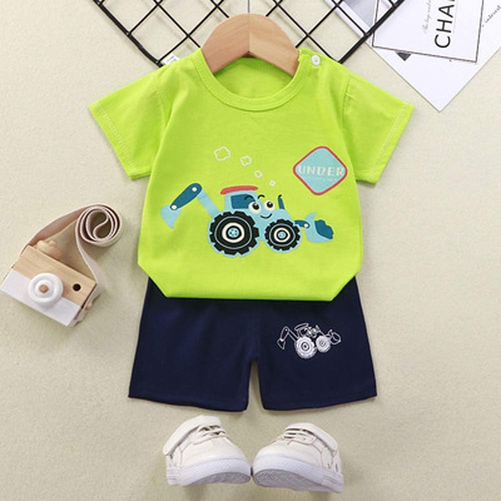 Baby Toddler Boys 4 Pieces T-shirts and Shorts Dinosaur Tops & Shorts Summer Outfits