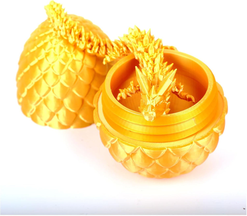 12inch Dragon Egg, Year of The Dragon, 3D Printed Dragon, Executive Desk Toys, Articulated Dragon, Fidget Toys Gifts for Graduates Students Teachers Adults (Gold)