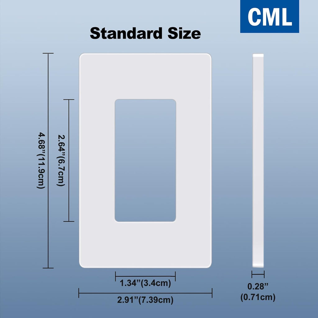 CML 80 Pack Matte White Decorator Screwless Wall Plate, 1-Gang Outlet Covers and Switch Plates, Scratch and Impact Resistant, Hidden Screws, Polycarbonate, Standard Size 2.91” X 4.68”, UL Listed
