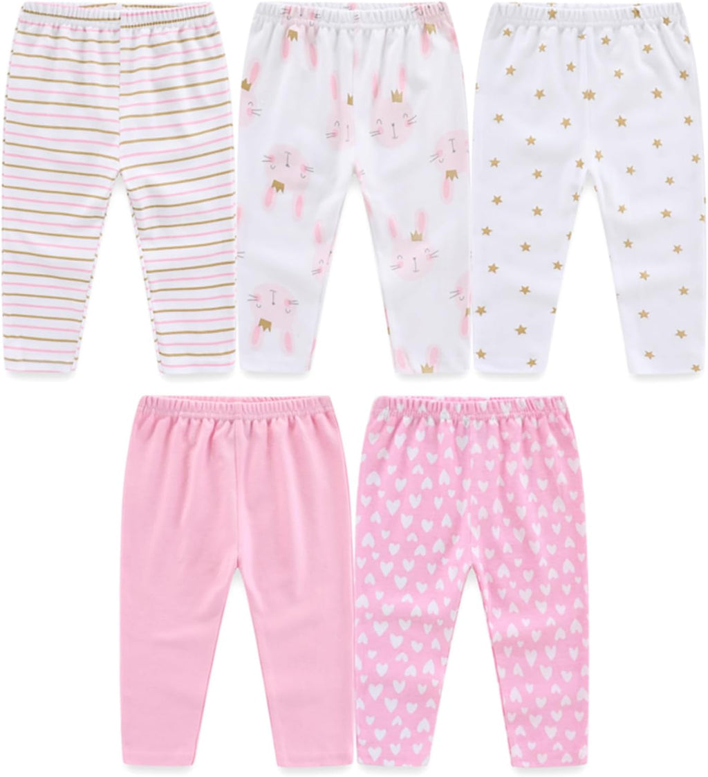 Unisex Baby Boy Girl Pants Sets Cotton Soft Infants Bottoms Casual 5 Pack 0-12 Month Babies' Leggings