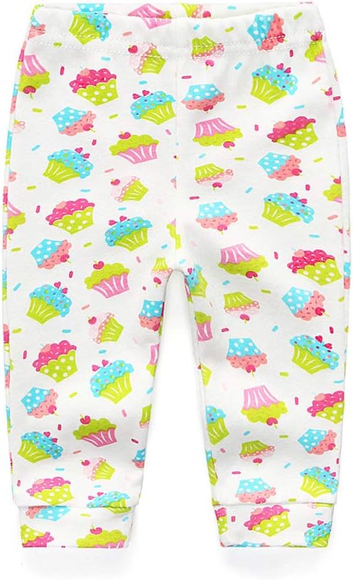 Unisex Newborn Baby Cotton 4-Pack Pants Embroidery Pringting Casual Leggings 0-24 Months for Boys and Girls