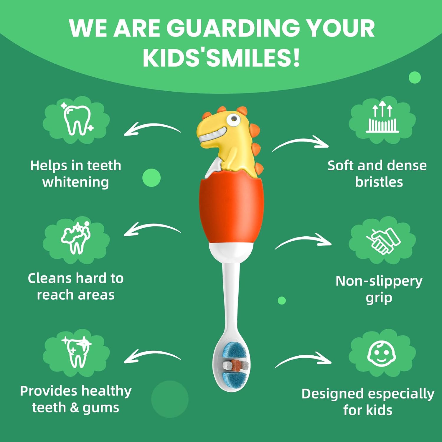 Kids Manual Toothbrush, Ultra-Soft Kids Toothbrush for Sensitive Teeth & Gums, Gentle Toddler & Children's Brush with 10000 Bristles Travel-Friendly Design for Ages 2-7 (Orange)