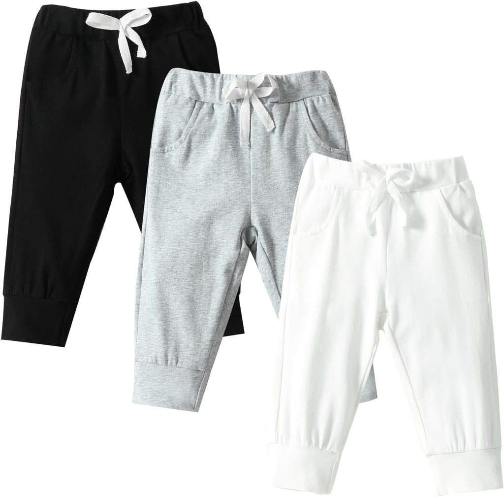 DREAM BUS Pack of 3 Toddler Jogger Pants with Pocket Toddler Boy Sweatpants Baby Boy Pants Infant Newborn Leggings