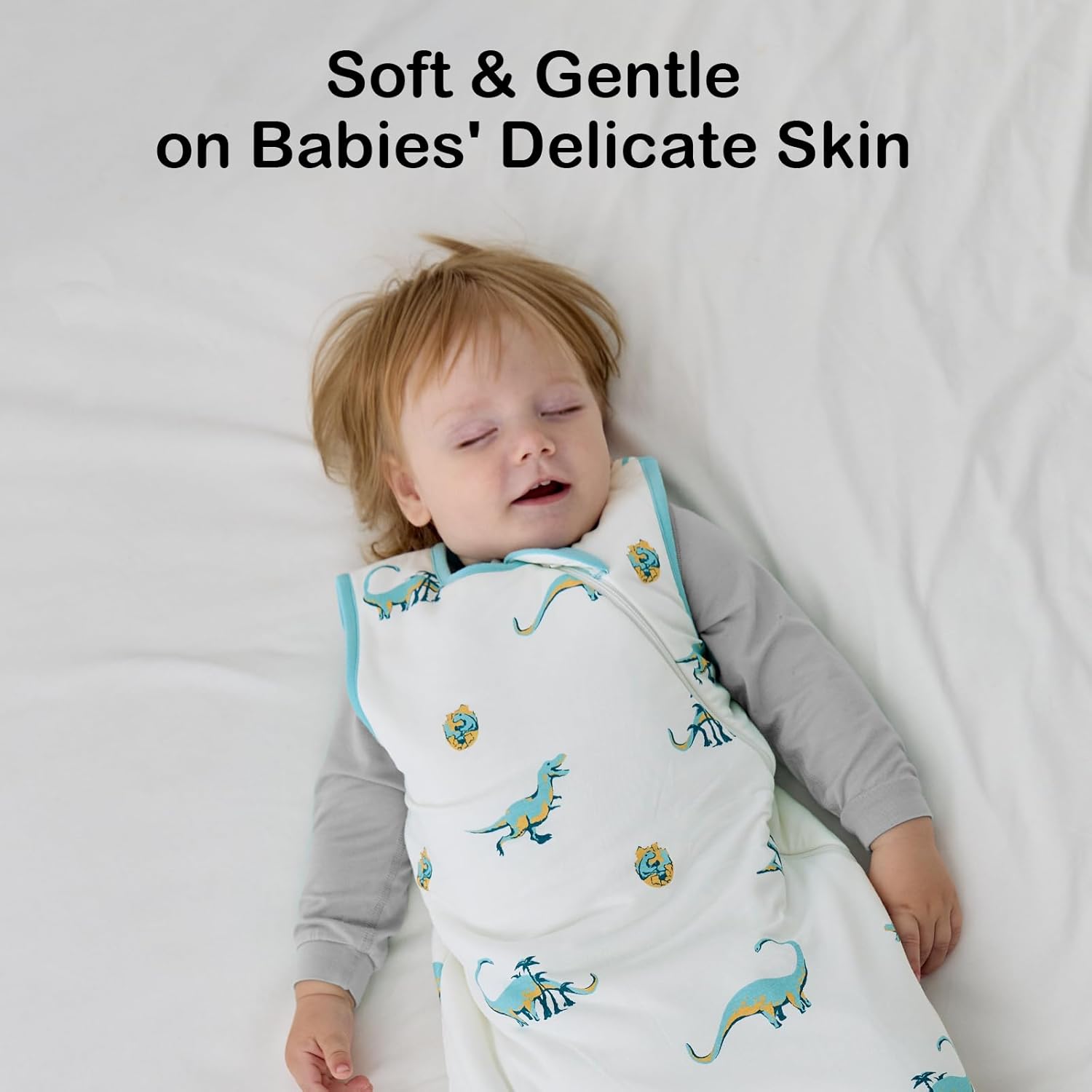 BubblePanda Rayon Made from Bamboo Sleep Sack 6-12 Months 0.5 Tog Soft Lightweight Toddler Sleep Sack for Babies 2-Way Zipper Wearable Blanket Baby 6 Months